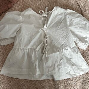 White Tie-Back Blouse